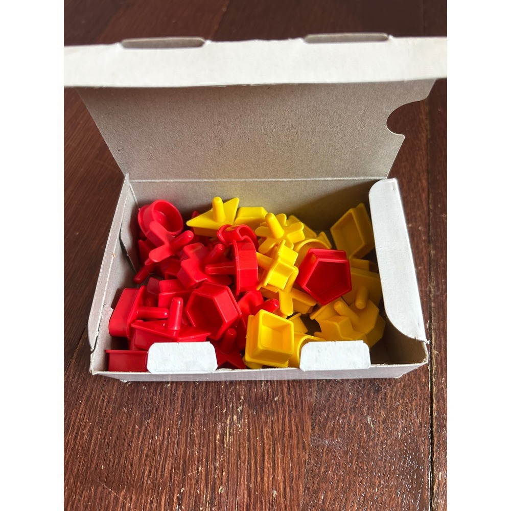 Perfection Game Replacement Shapes Complete Set 25 Pieces Red Yellow OEM Parts